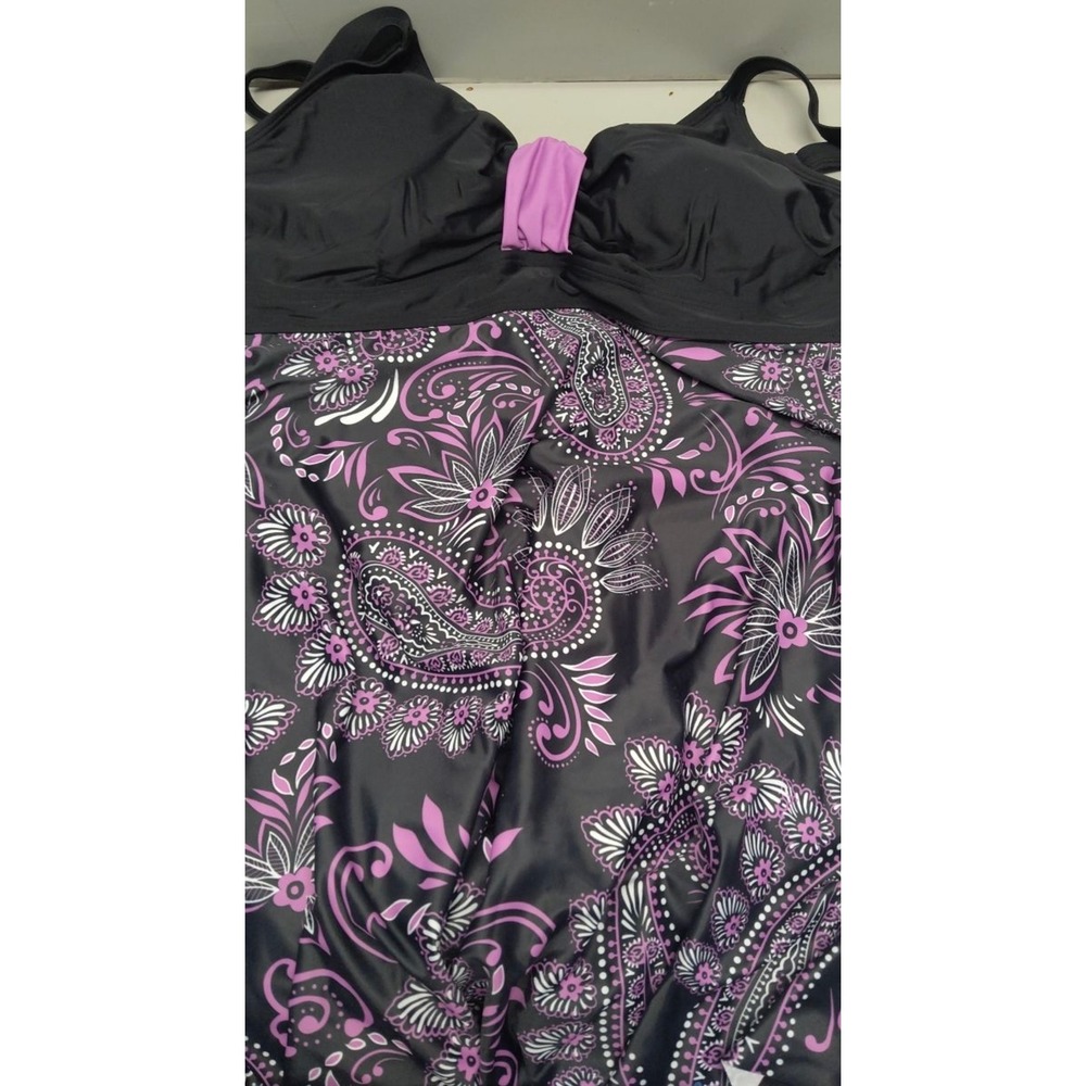 Hanna Nikole Womens Plus Size Swim Dress One‎ Piece Tummy Control Paisley XL - Picture 3 of 4